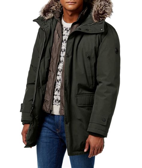 michael kors faux fur parka mens